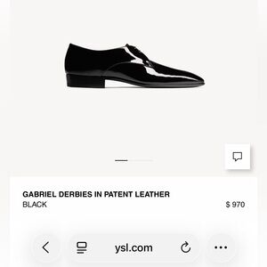 Yves Saint Laurent Shiny Black Patent Leather Derbies